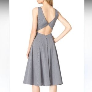 MICHAEL KORS collection / navy white Gingham dance midi Dress Suze 2‎